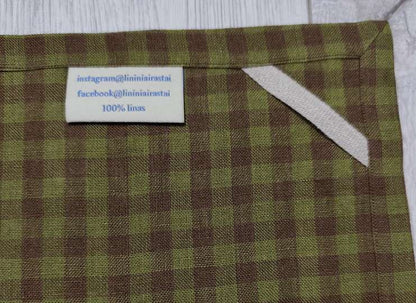 Lininis rankšluostis žalia-ruda